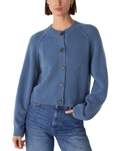 Whistles Wool Mix Crew Cardigan In Blue