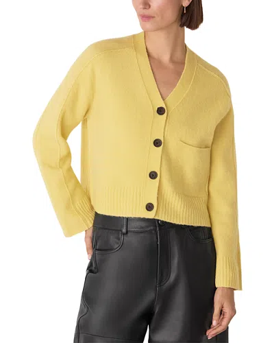 Whistles Wool Mix Pocket Cardigan In Yellow