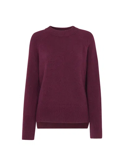 Whistles Wool Mix Side Split Knit In Burgundy
