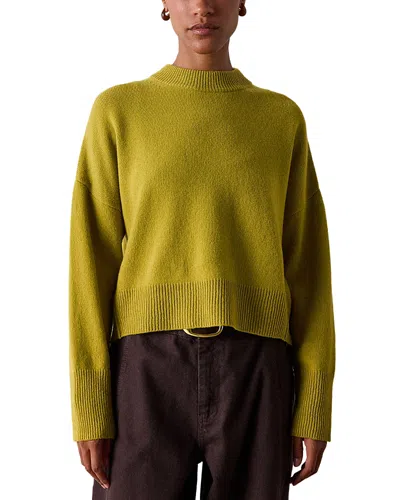 Whistles Womens Crewneck Seam-detail Wool Jumper Yellow In Green