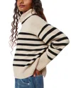 Whistles Wool Striped Turtleneck Sweater In Ivory/multi