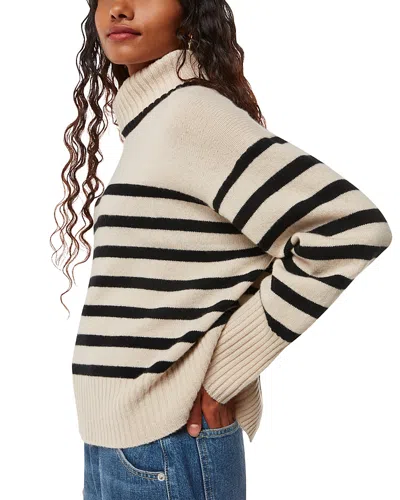 Whistles Wool Striped Turtleneck Sweater In Ivory/multi