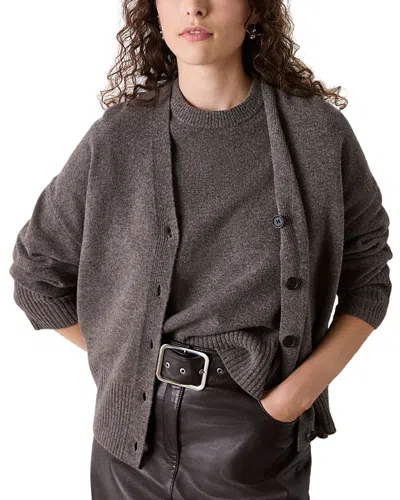 Whistles Wool V Neck Cardigan In Neutral