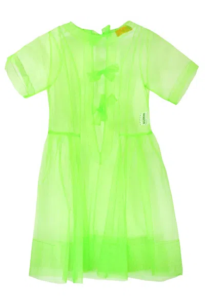 White Abito Tulle Giallo Fluo In Green