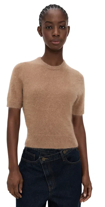 White & Warren Brushed Cashmere Tee Caramel In Brown