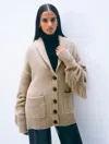 White & Warren Cashmere Blend Luxe Fringe Coatigan Sweater In Brown In Neutral
