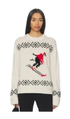 White & Warren Cashmere Blend Ski Crewneck Sweater In White