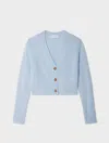 White & Warren Cashmere Button Cardigan Sweater In Blue In Blue