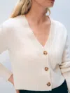 White & Warren Cashmere Button Cardigan Sweater In Soft White In Soft White In White
