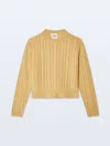 White & Warren Cashmere Cable Crewneck Top In Gold In Gold
