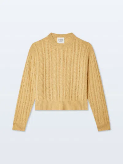 White & Warren Cashmere Cable Crewneck Top In Gold