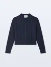 White & Warren Cashmere Cable Crewneck Top In Navy In Blue