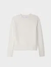 White & Warren Cashmere Classic Waffle Sweatshirt In White In White