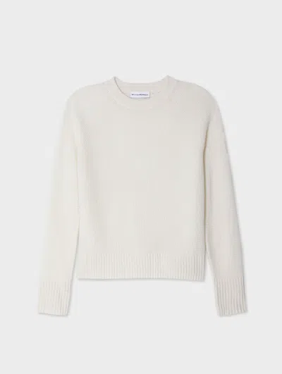 White & Warren Cashmere Classic Waffle Sweatshirt In White