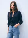 White & Warren Cashmere Crewneck Cardigan Sweater In Navy In Blue