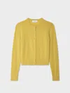 White & Warren Cashmere Crewneck Cardigan Sweater In Yellow In Yellow