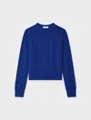 White & Warren Cashmere Crewneck Top In Blue In Blue