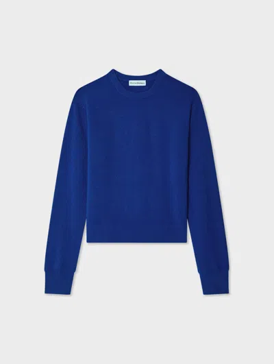 White & Warren Cashmere Crewneck Top In Blue