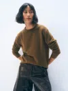 White & Warren Cashmere Crewneck Top In Brown In Brown