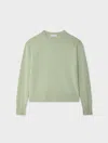 White & Warren Cashmere Crewneck Top In Green In Green