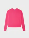White & Warren Cashmere Crewneck Top In Pink In Pink