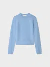 White & Warren Cashmere Crewneck Top In Soft Blue In Blue