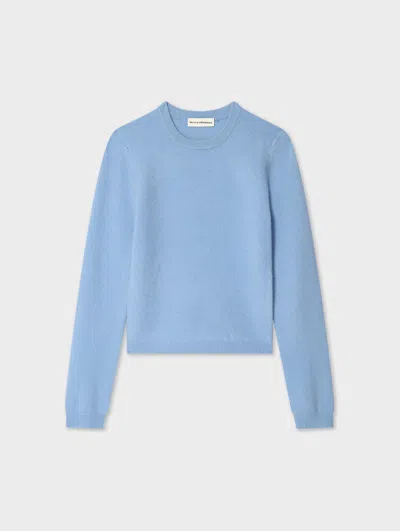 White & Warren Cashmere Crewneck Top In Soft Blue