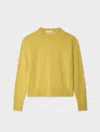 White & Warren Cashmere Crewneck Top In Yellow In Yellow