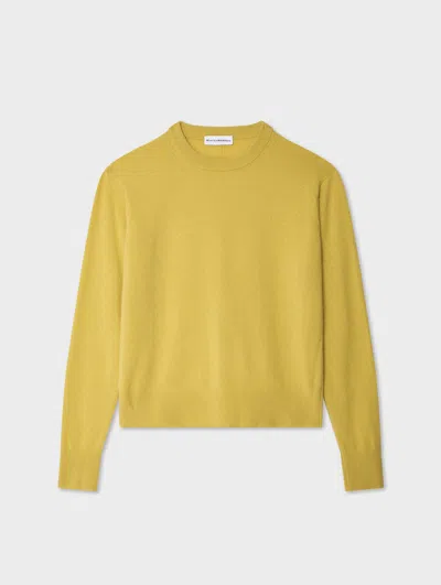 White & Warren Cashmere Crewneck Top In Yellow