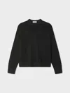 White & Warren Cashmere Drop Shoulder Crewneck Top In Black In Black