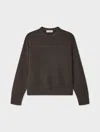 White & Warren Cashmere Drop Shoulder Crewneck Top In Deep Moss In Brown