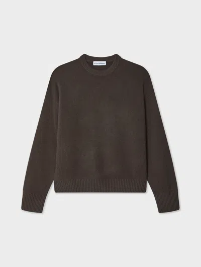 White & Warren Cashmere Drop Shoulder Crewneck Top In Deep Moss In Brown