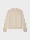White & Warren Cashmere Drop Shoulder Crewneck Top In Natural Heather In Neutral