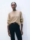 White & Warren Cashmere Easy Sweatshirt In Taupe Heather In Brown
