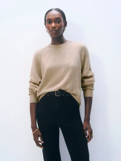 White & Warren Cashmere Easy Sweatshirt In Taupe Heather In Brown