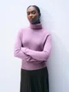 White & Warren Cashmere Featherweight Turtleneck Sweater In Soft Plum In Pink