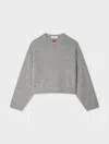 White & Warren Cashmere Heart Drop Shoulder Sweater In Grey In Gray
