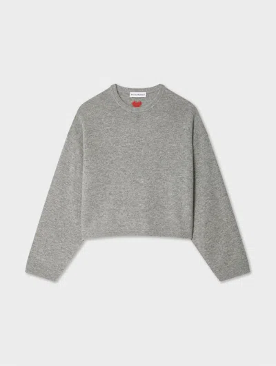 White & Warren Cashmere Heart Drop Shoulder Sweater In Grey In Gray