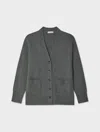 White & Warren Cashmere Luxe Pocket Cardigan Sweater In Graphite Heather In Gray