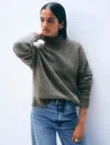 White & Warren Cashmere Luxe Waffle Standneck Sweater In Brown In Brown