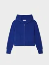 White & Warren Cashmere Luxe Zip Hoodie In Blue In Blue