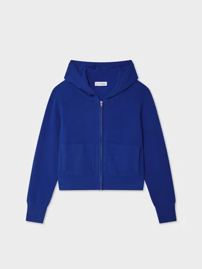 White & Warren Cashmere Luxe Zip Hoodie In Blue