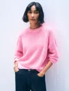 White & Warren Cashmere Mesh Sweatshirt In Pink Buds
