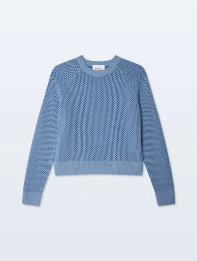 White & Warren Cashmere Mesh Sweatshirt In Soft Blue