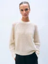 White & Warren Cashmere Mesh Sweatshirt In Soft White In Soft White In White