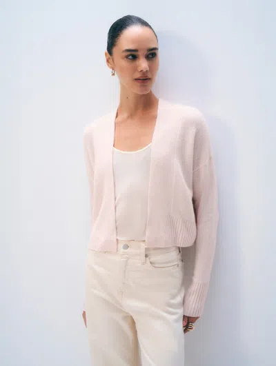 White & Warren Cashmere Open Front Cardigan Sweater In Pink