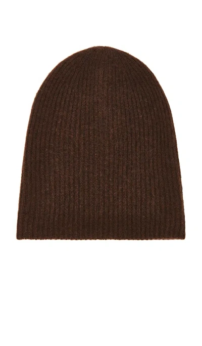 White & Warren Cashmere Plush Rib Beanie In Brown