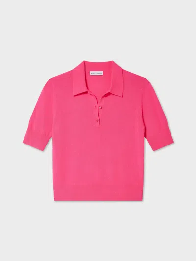 WHITE & WARREN WHITE & WARREN CASHMERE POLO TOP IN PINK