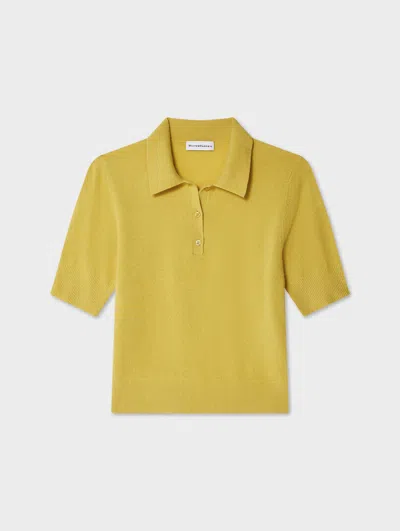White & Warren Cashmere Polo Top In Yellow