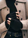 White & Warren Cashmere Pop Top Glove In Black In Black
